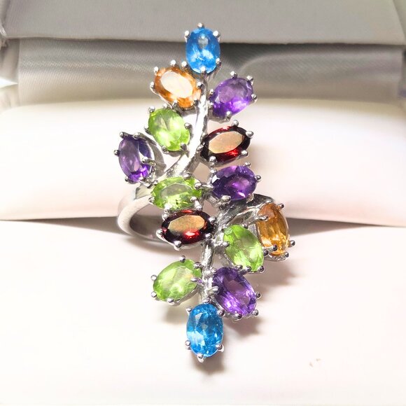 V3 Jewelry® - Gemstone & Sterling Silver Leaf Ring - Size 6 - Never Worn - Picture 1 of 6